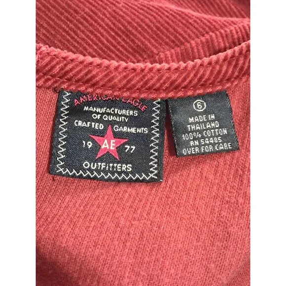 Y2K American Eagle Red Corduroy Sleeveless Dress Size 6 Vintage - Picture 2 of 8